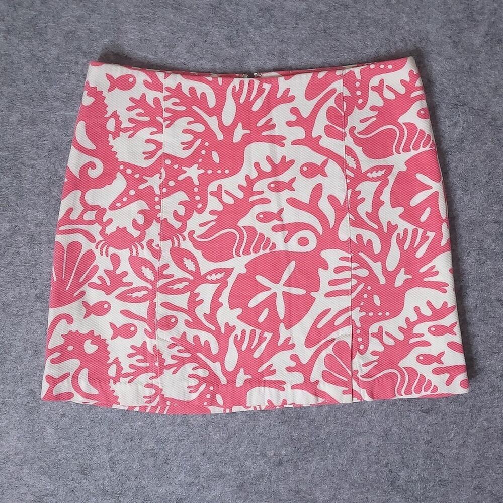 Vineyard Vines Under the Sea Mini Skirt Size 2 Pink Nautical Fish Coral Starfish